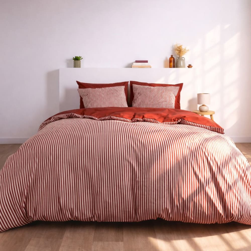 Parure de lit en percale - rouille