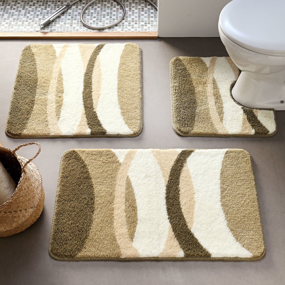 Tapis contour wc en acrylique 1850 g/m² beige 50x45cm