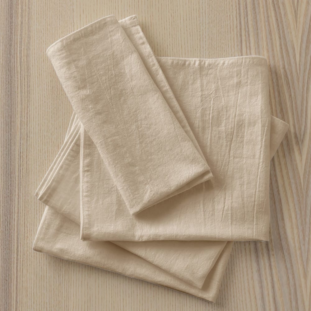 Lot de 4 serviette de table en coton blanc craie 45x45cm
