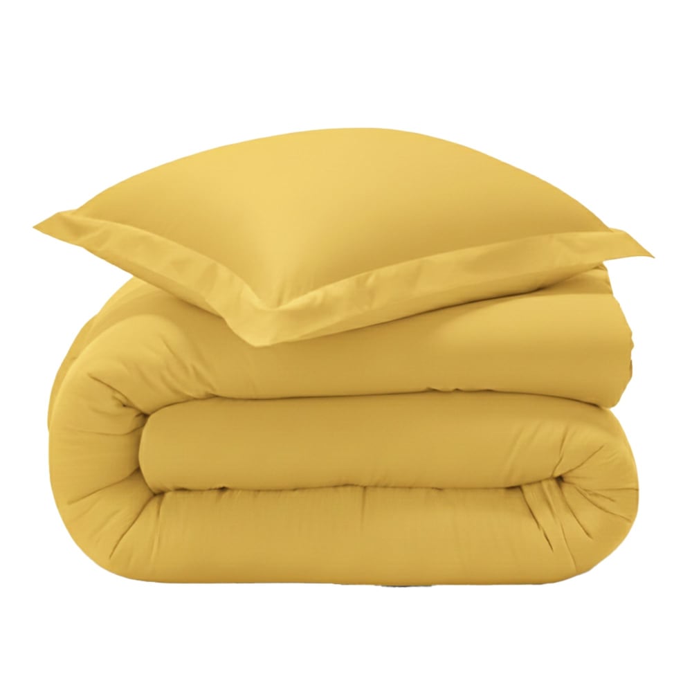 Housse de couette en coton jaune citronnade 240x220cm — vue 3