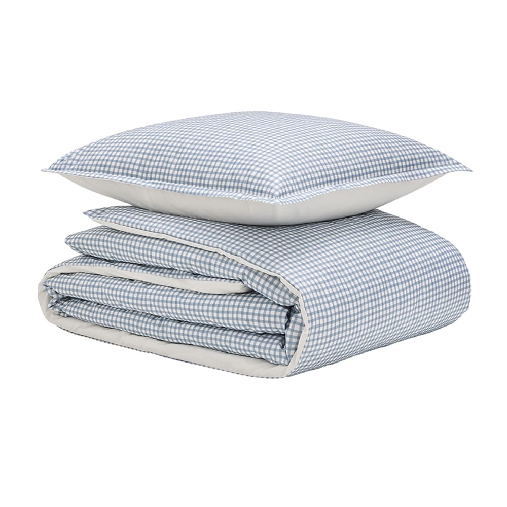 Parure de lit en percale de coton bleu 240 x 220 cm — vue 4