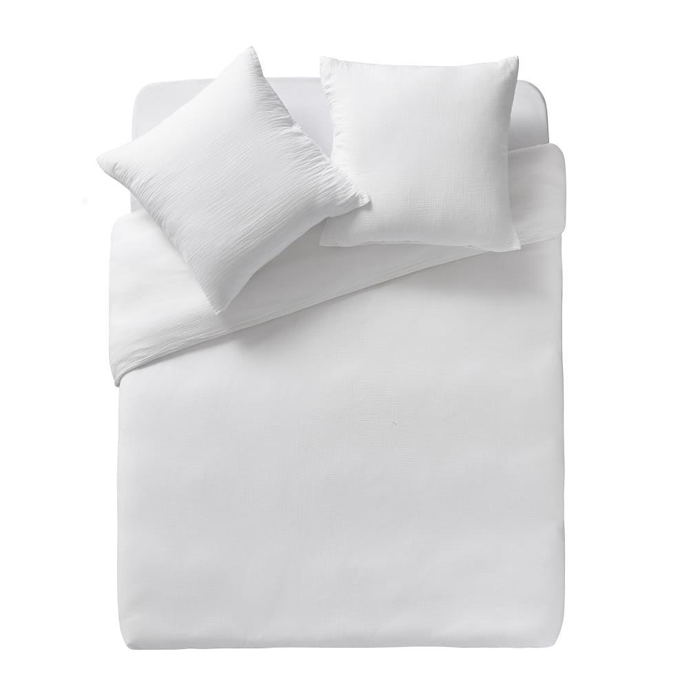 Parure de lit unie en gaze de coton lavée, taies rectangles, tendresse — vue 3