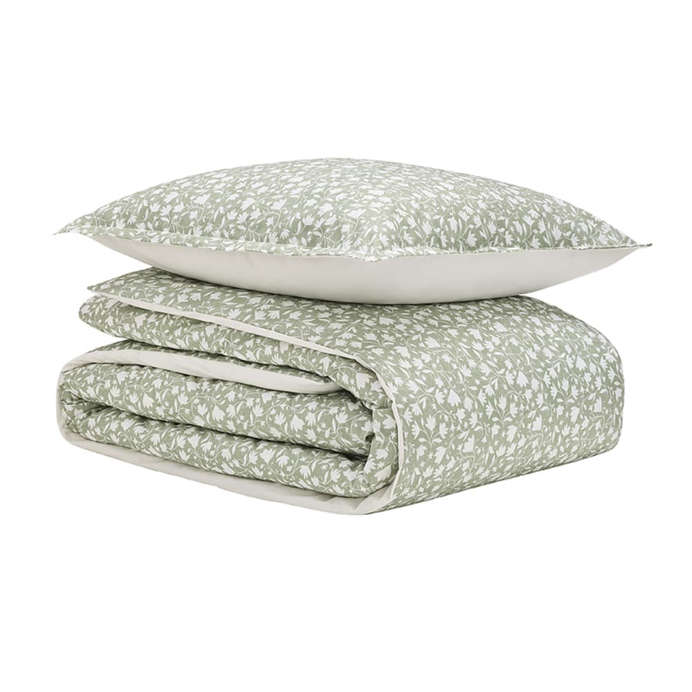 Parure de lit en percale de coton vert clair 260 x 240 cm — vue 3