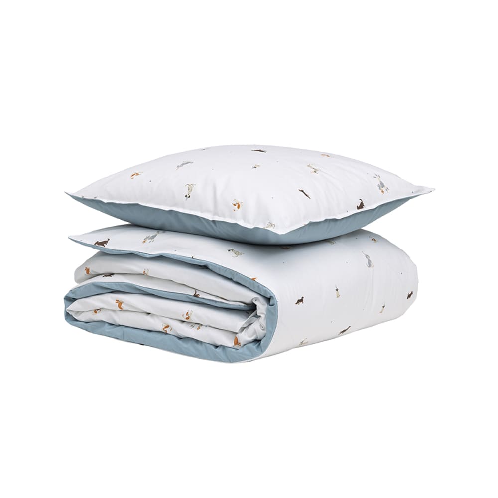 Parure de lit enfant en percale de coton bleu 140x200 cm — vue 3