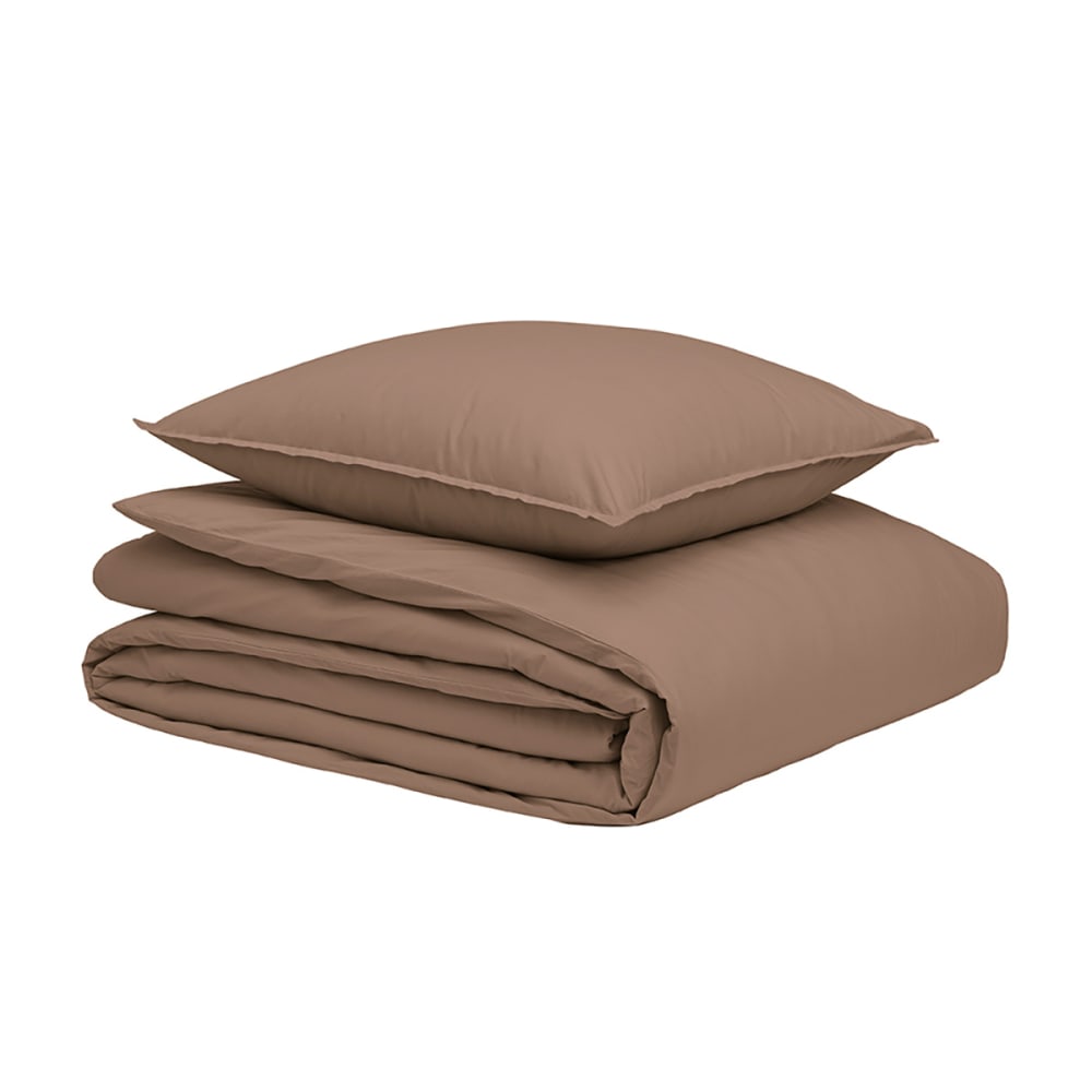 Parure de lit en percale de coton marron 180 x 290 cm — vue 3