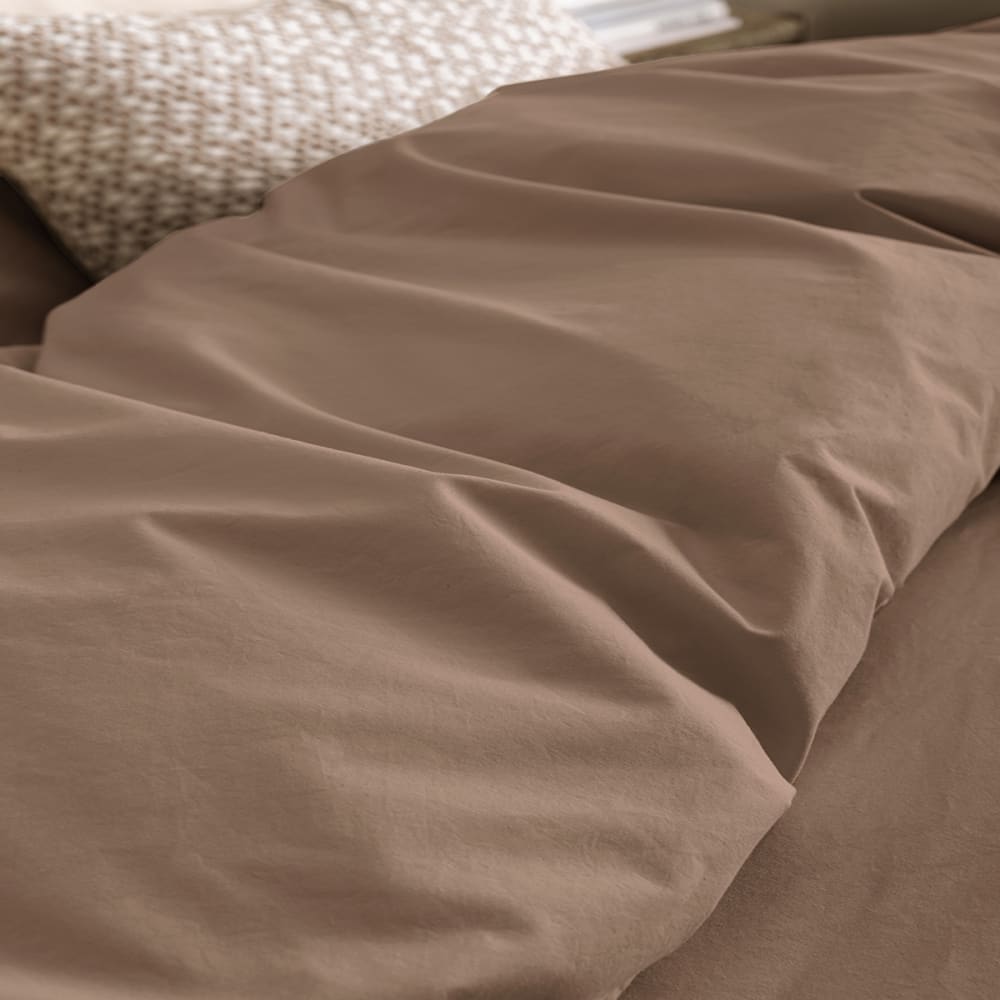 Parure de lit en percale de coton marron 180 x 290 cm — vue 4