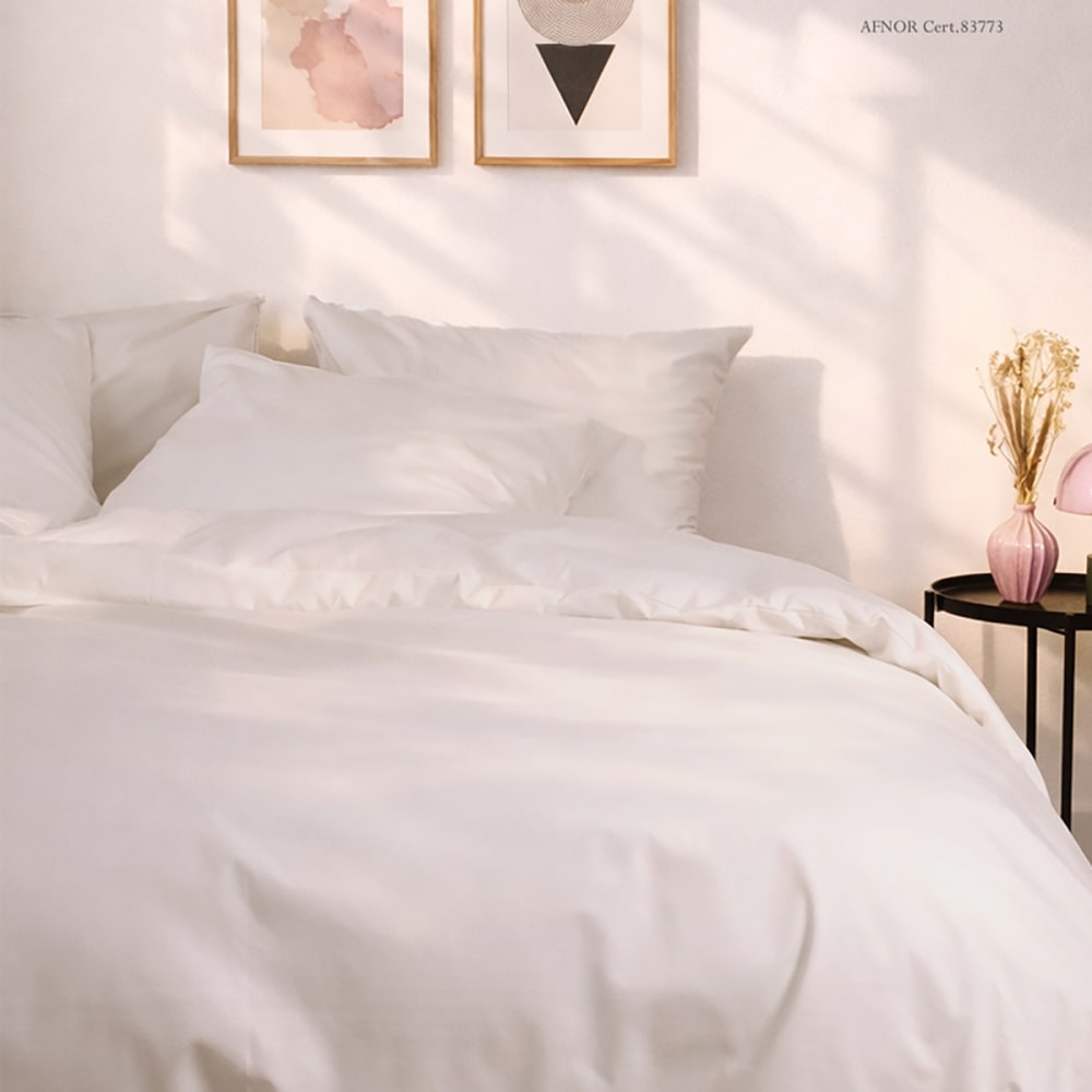 Parure de lit en coton bio beige clair 240x220 Parure de lit en coton bio beige clair 240x220