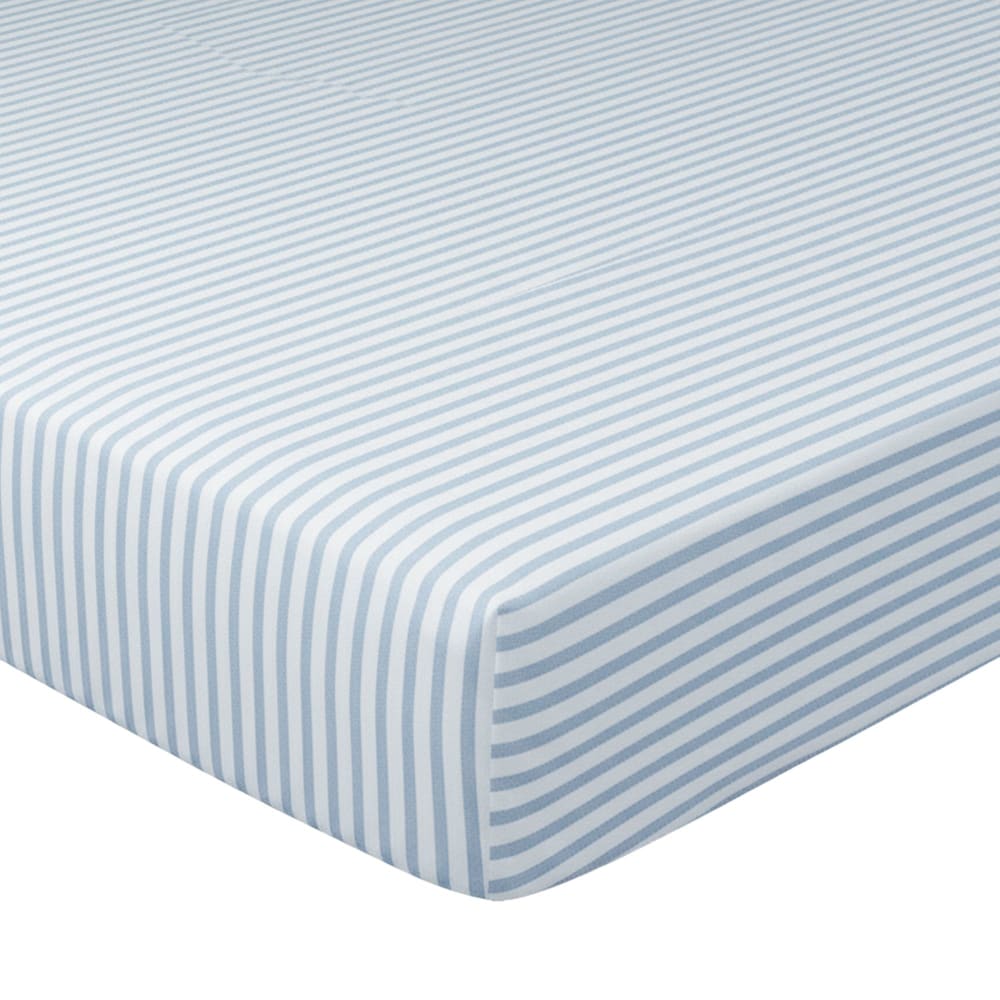Drap-housse en coton bleu 90x190x28cm