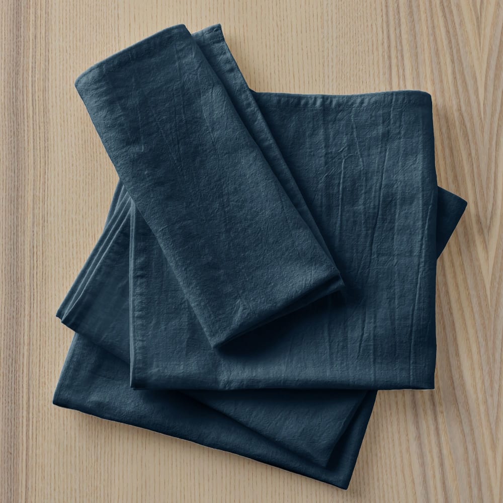 Lot de 4 serviette de table en coton bleu orage 45x45cm