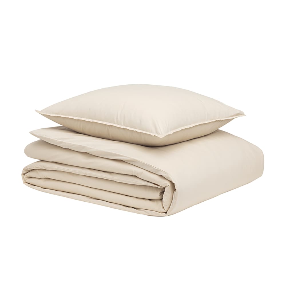 Parure de lit en percale de coton beige 280 x 240 cm — vue 3