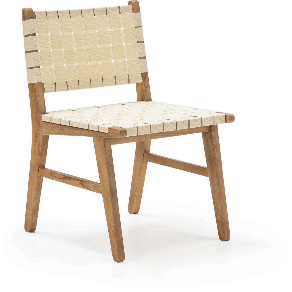 Chaise extérieure en bois de teck et tissu nylon