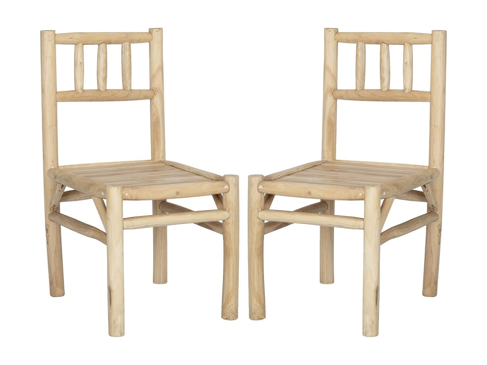 Lot de 2 fauteuils teck naturel clair Lot de 2 fauteuils teck naturel clair