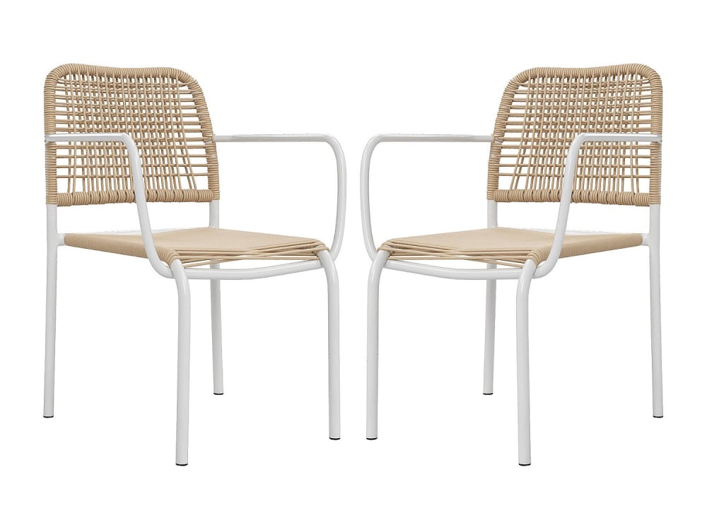 Lot de 2 fauteuils acier beige