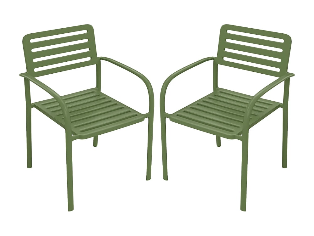 Lot de 2 fauteuils acier vert Lot de 2 fauteuils acier vert
