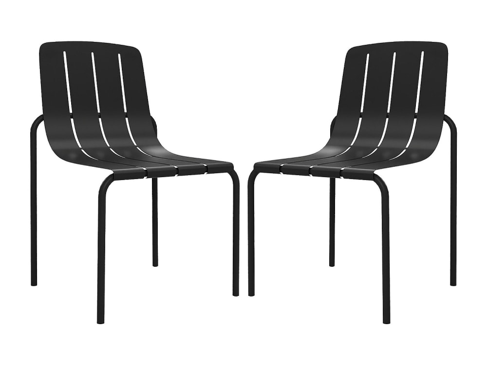 Lot de 2 fauteuils acier noir Lot de 2 fauteuils acier noir