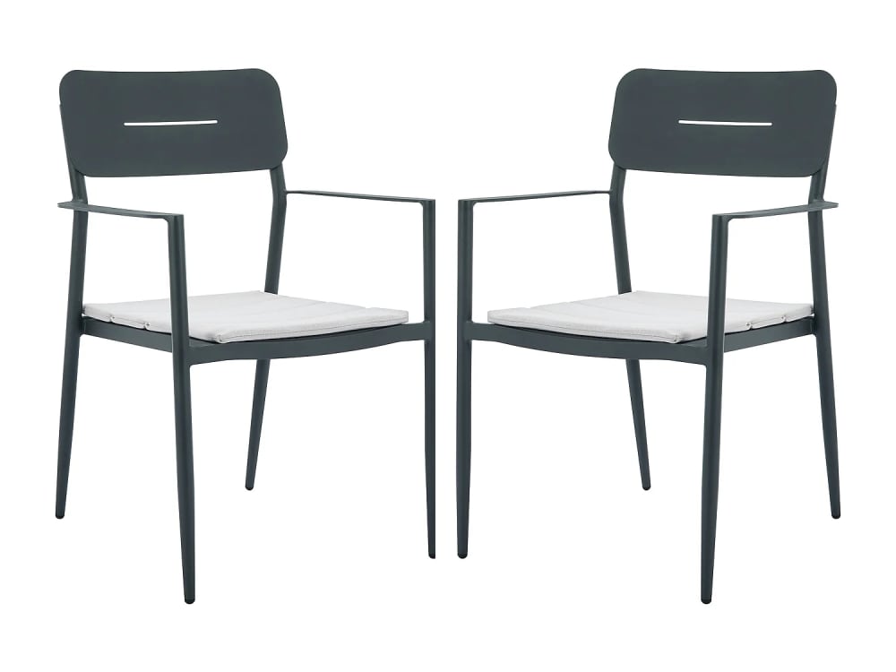 Lot de 2 fauteuils aluminium gris anthracite Lot de 2 fauteuils aluminium gris anthracite