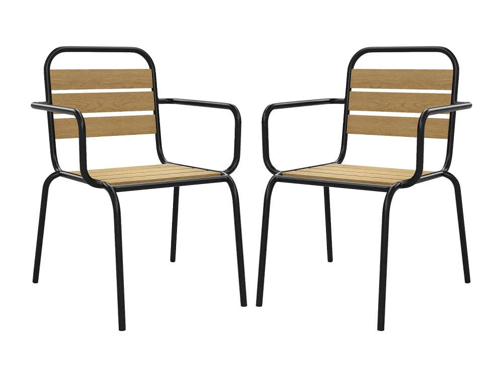 Lot de 2 fauteuils acier noir Lot de 2 fauteuils acier noir