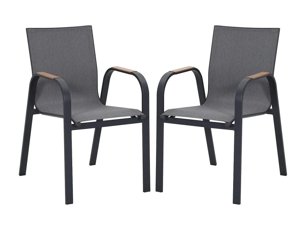 Lot de 2 fauteuils aluminium gris anthracite Lot de 2 fauteuils aluminium gris anthracite