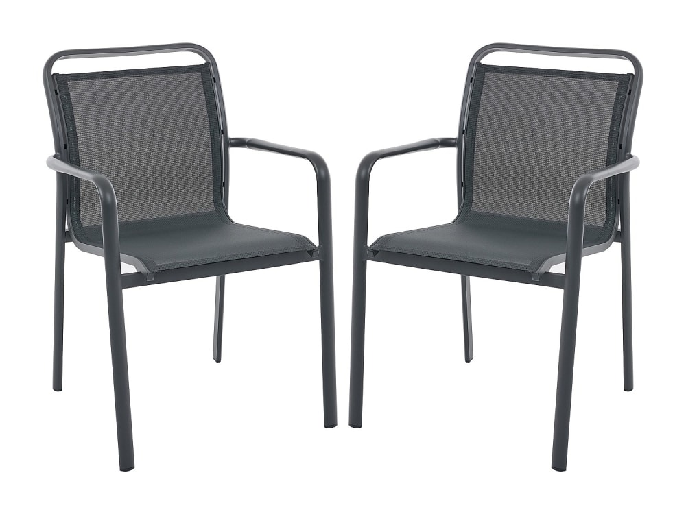 Lot de 2 fauteuils aluminium gris anthracite Lot de 2 fauteuils aluminium gris anthracite