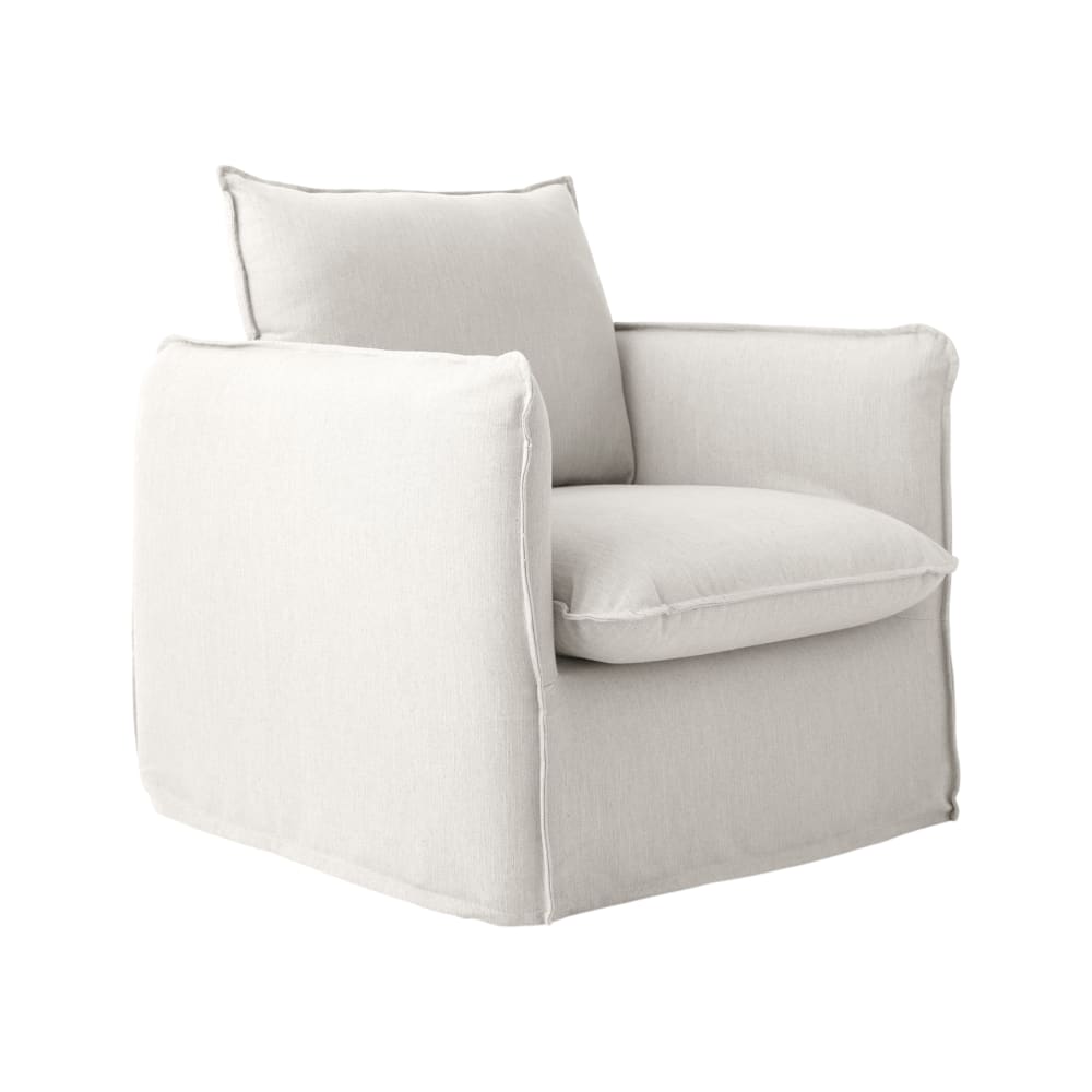 Fauteuil déhoussable en tissu effet lin naturel — Beyit