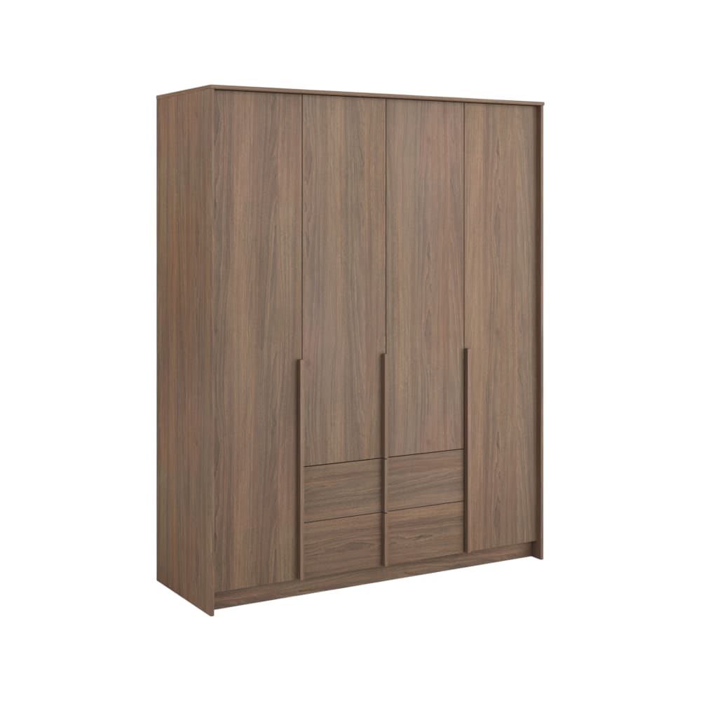 Armoire 4 portes 2 tiroirs effet bois foncé — Beyit