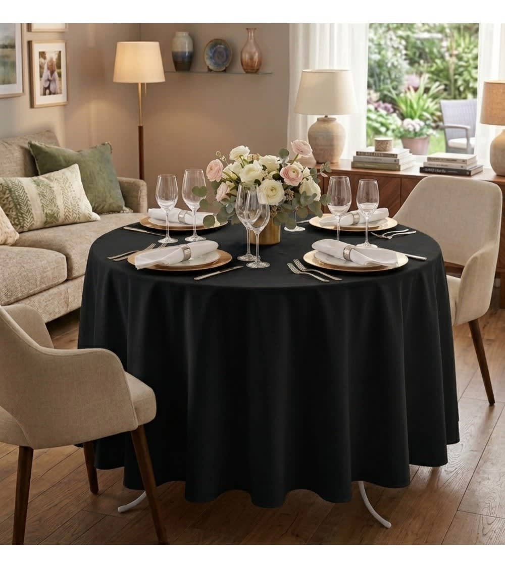 Nappe ronde Ø 180 cm – 100% polyester entretien facile noir