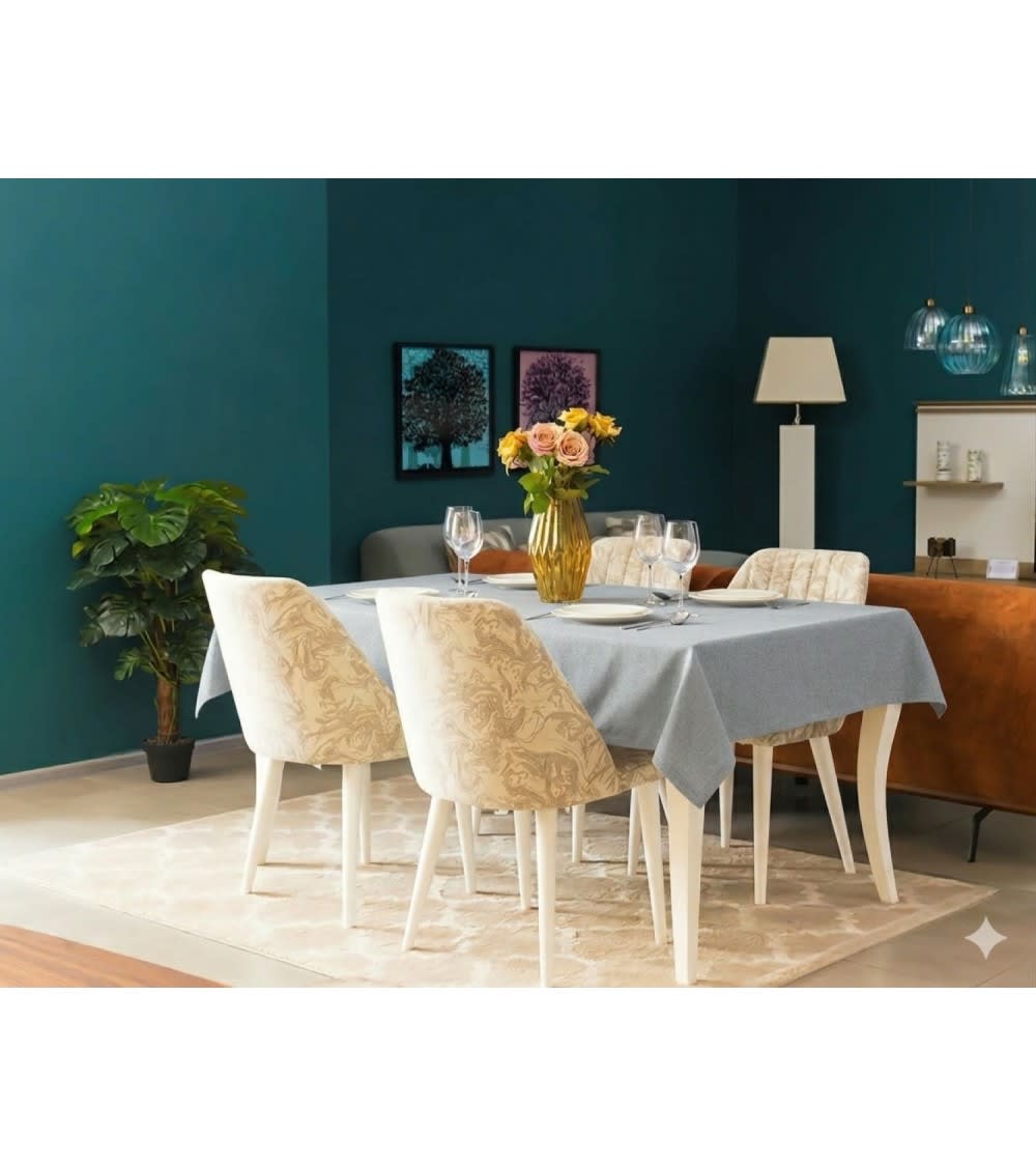 Nappe déperlante lin & polyester 152x213 cm gris