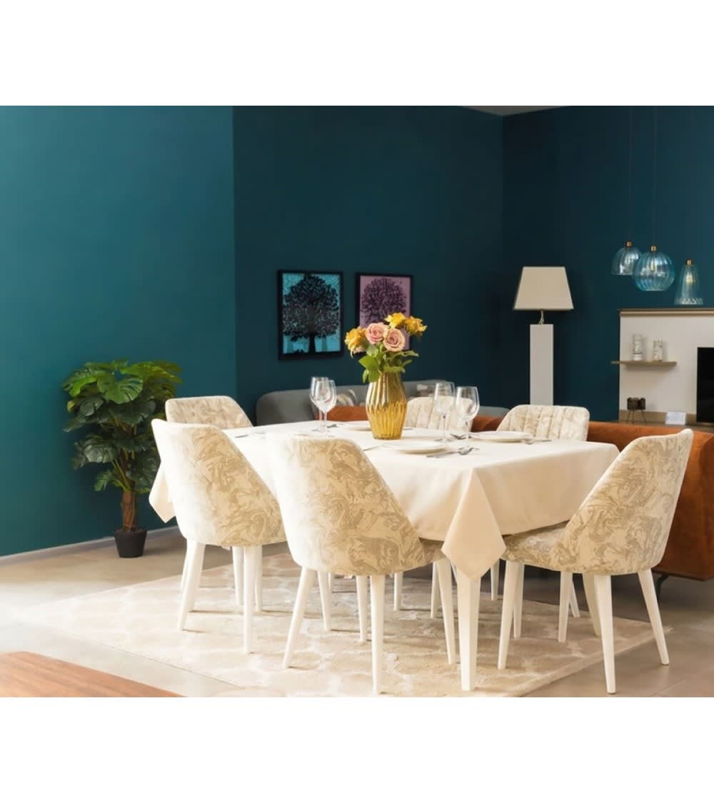Nappe déperlante lin & polyester 152x213 cm blanc