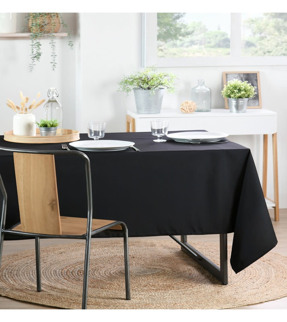 Nappe rectangulaire 145x240 cm polyester Facile d'entretien noir