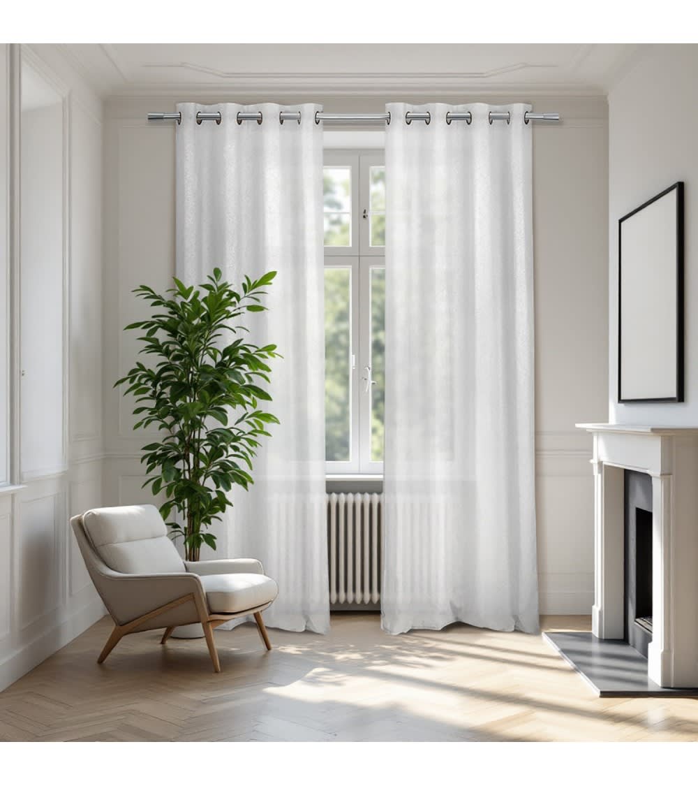 Rideau voilage 140x240 cm – aspect Lin & effet filtrant (100% polyeste