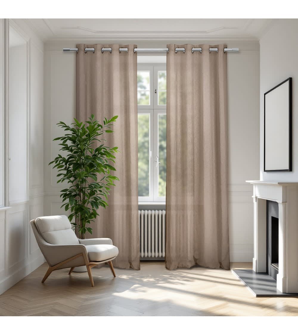 Rideau voilage 140x240 cm – aspect Lin & effet filtrant (100% polyeste