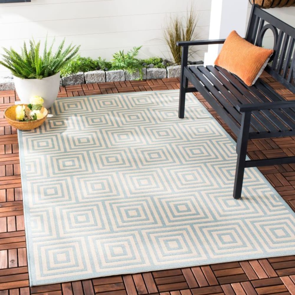 Safavieh Geometrisch Polypropylen-Teppich in Beige/Blau, 79 x 152 cm style classic chic Blau Pp - Polypropylen