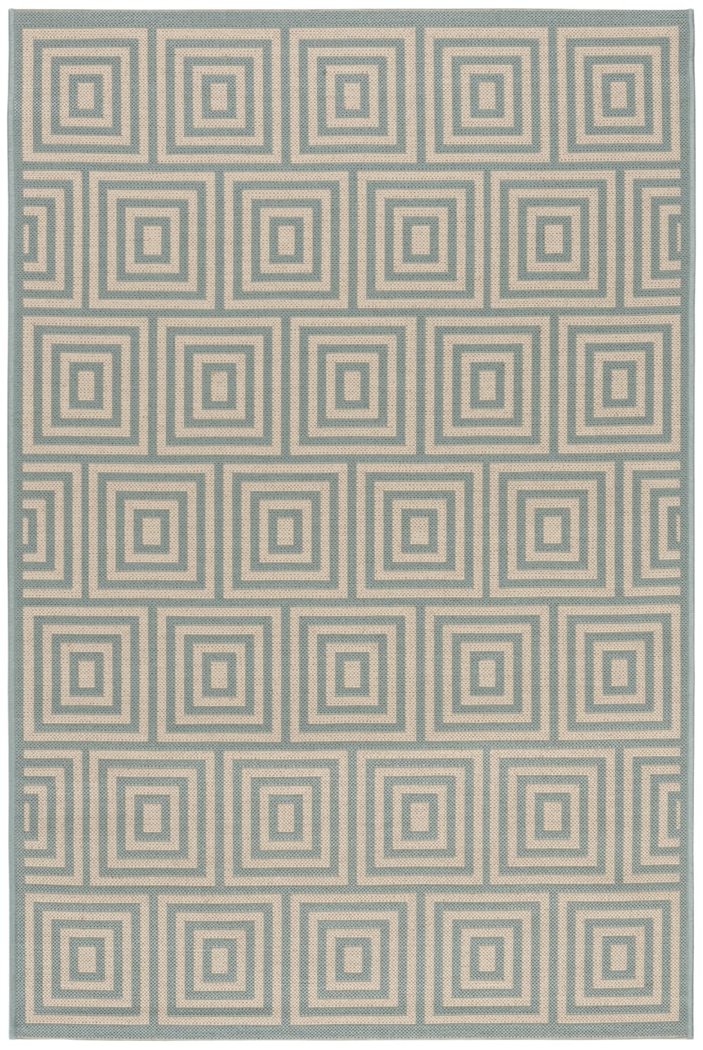 Geometrisch Polypropylen-Teppich in Beige/Blau, 79 x 152 cm -