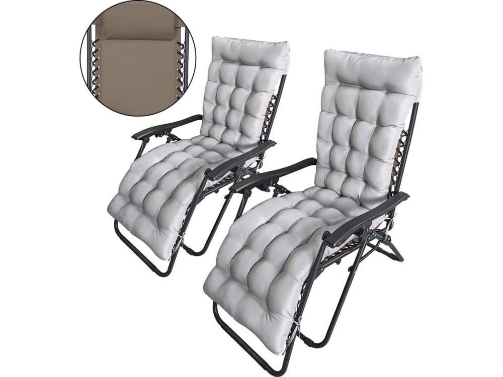 Fauteuil jardin en textilène taupe 160 x 64 x 109 cm