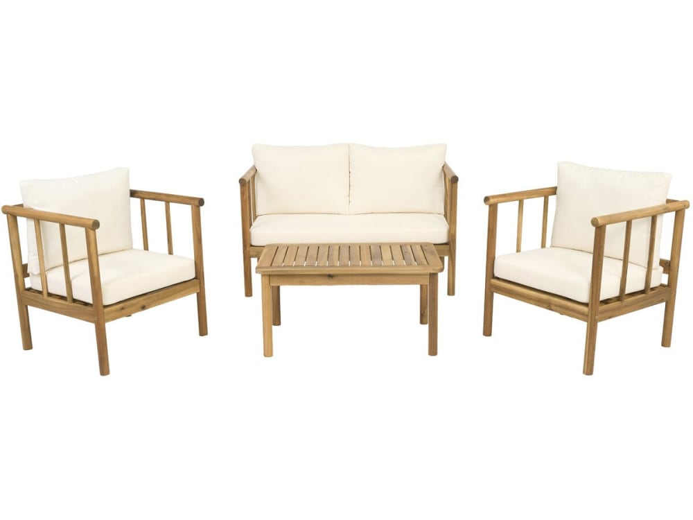 Salon de jardin 4 places en bois beige Salon de jardin 4 places en bois beige