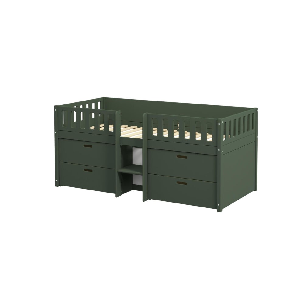 Furnlux Kinderbett Massivholz Kiefer Grün 90x200 style modern Grün Baby