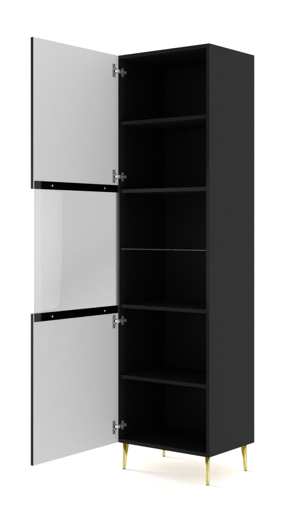Vitrine coloris noir et doré 60 x 42 x 215 cm