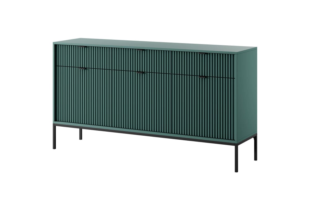 Furnlux Sideboard Grün Schwarz 154 x 39 x 83 cm style vintage Grün Spanplatte