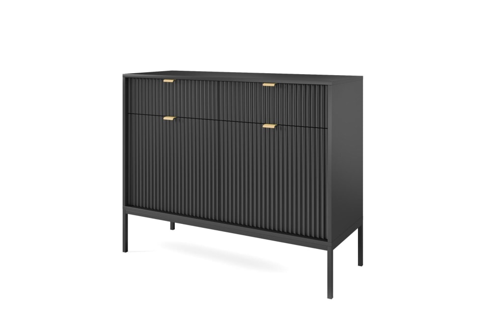 Furnlux Sideboard Schwarz 104 x 39 x 83 cm style vintage Schwarz Spanplatte