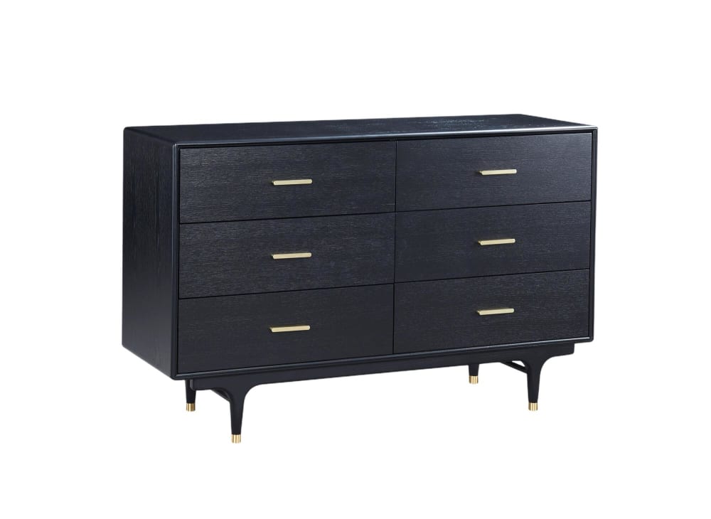 Furnlux Kommode Schwarz 140 x 45 x 88 cm style classic chic Schwarz Spanplatte