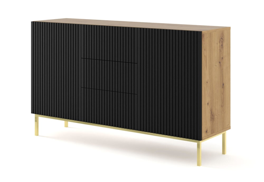Furnlux Sideboard Beige Schwarz Gold 150 x 42 x 89 cm style modern Beige Spanplatte