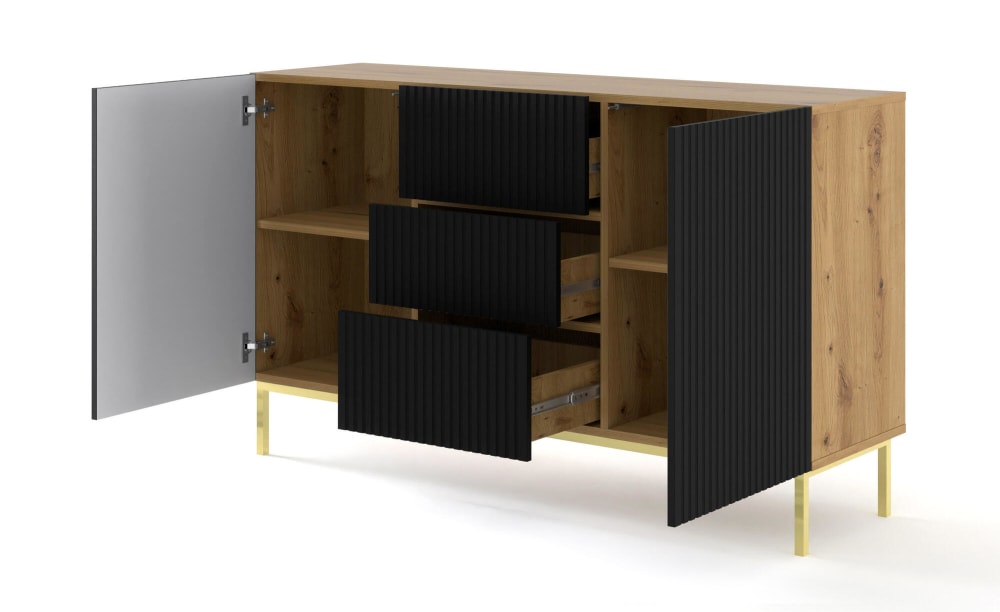 Sideboard Beige Schwarz Gold 150 x 42 x 89 cm - Maisons Du Monde