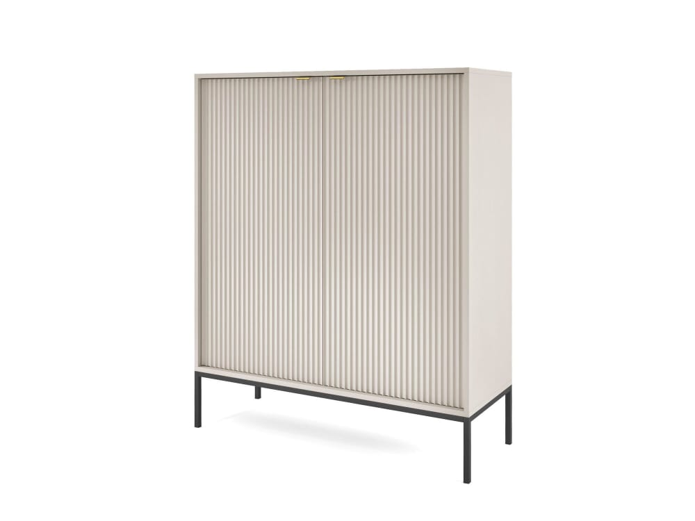 Furnlux Sideboard Beige Schwarz 104 x 39 x 125 cm style vintage Beige Spanplatte