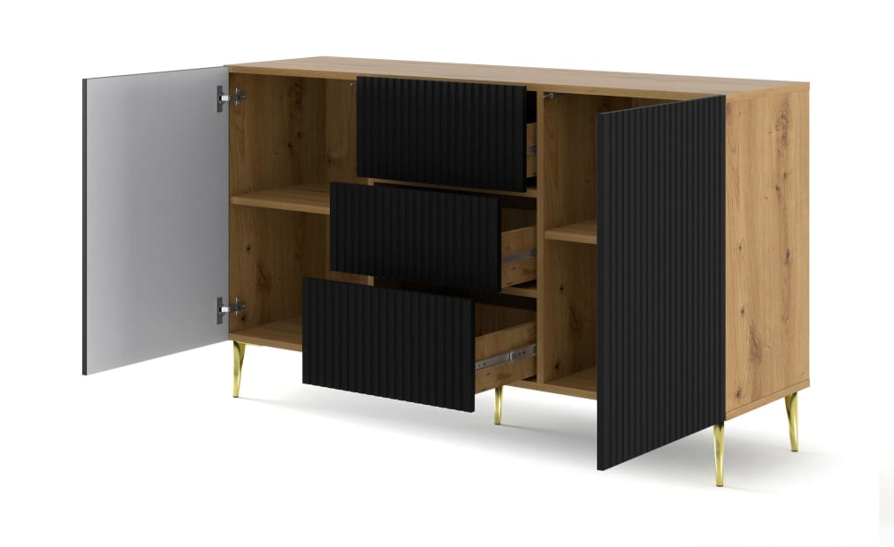 Sideboard Beige Schwarz Gold 150 x 42 x 87 cm - Maisons Du Monde
