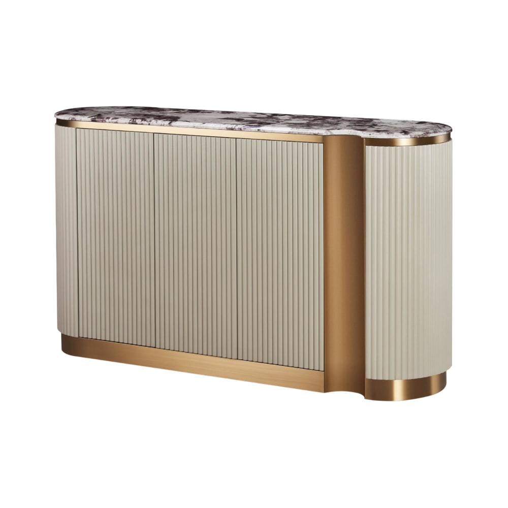 Furnlux Sideboard Beige 158 x 40 x 88 cm style classic chic Beige Spanplatte