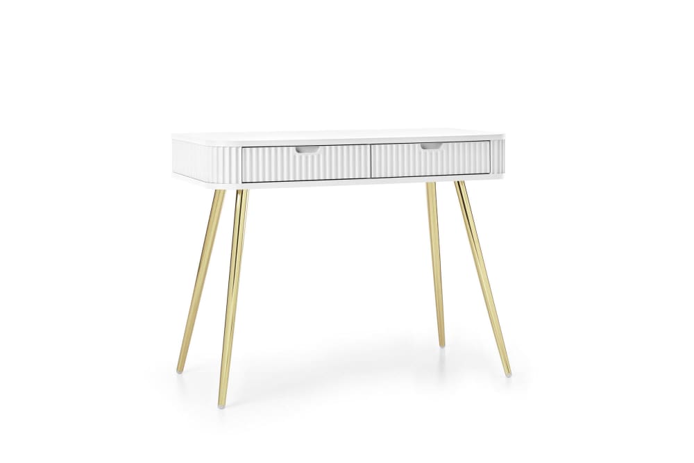 Furnlux Konsolentisch Weiß Gold 103 x 49 x 80 cm style modern Weiß Spanplatte