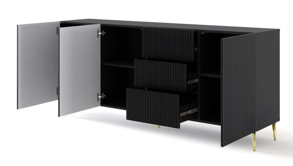 Sideboard Schwarz Gold 200 x 42 x 87 cm - Maisons Du Monde