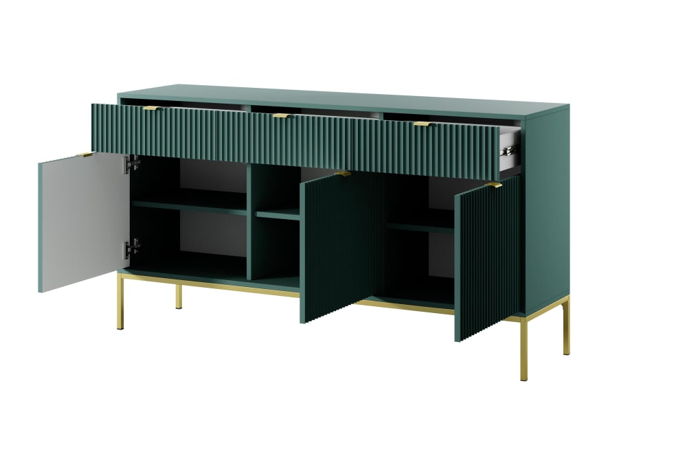 Buffet coloris vert et doré 154 x 39 x 83 cm