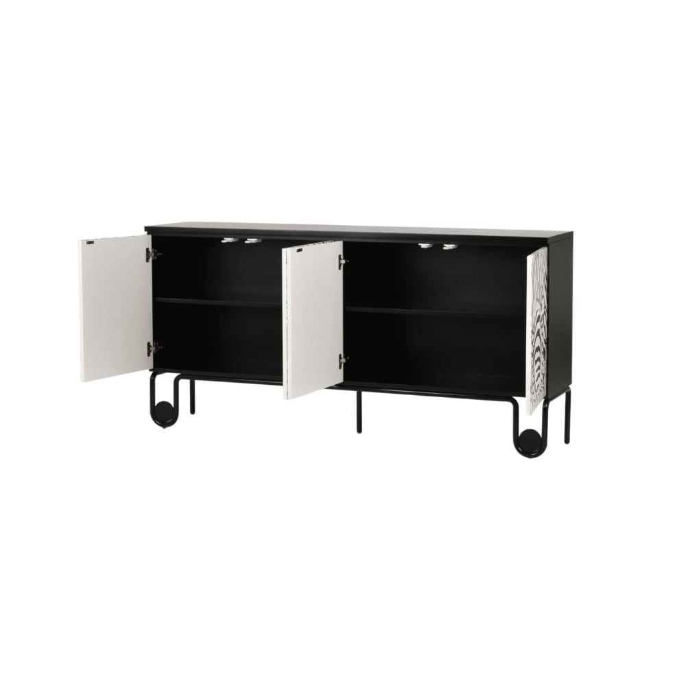 Sideboard Schwarz Weiß 183 x 40 x 90 cm - Maisons Du Monde