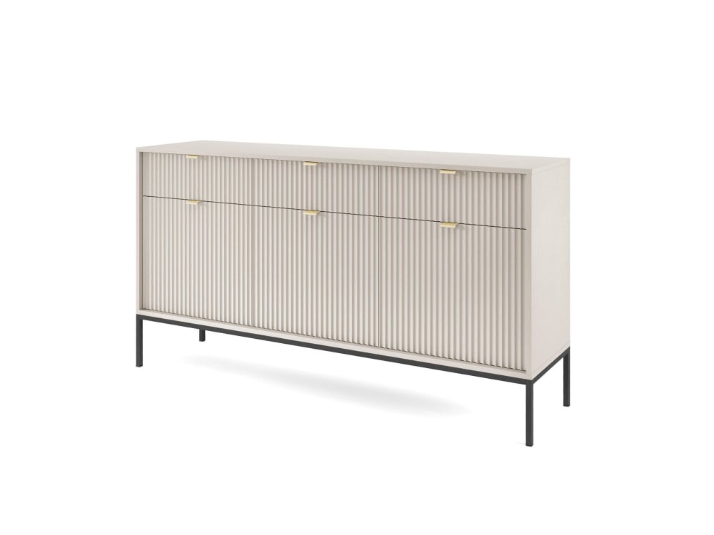 Furnlux Sideboard Beige Schwarz 154 x 39 x 83 cm style vintage Beige Spanplatte